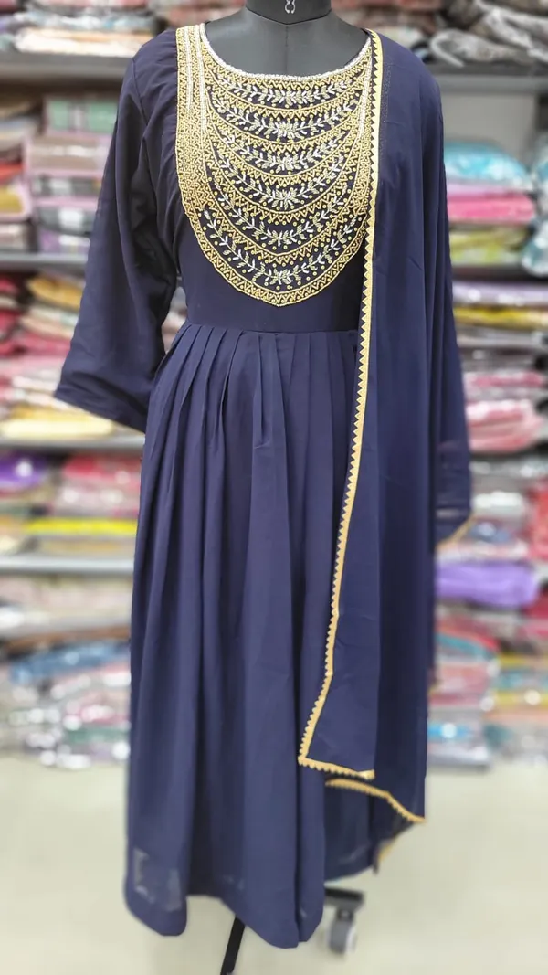 Premium Chiffon Heavy HandWork Long Gown with Dupatta | KS1072